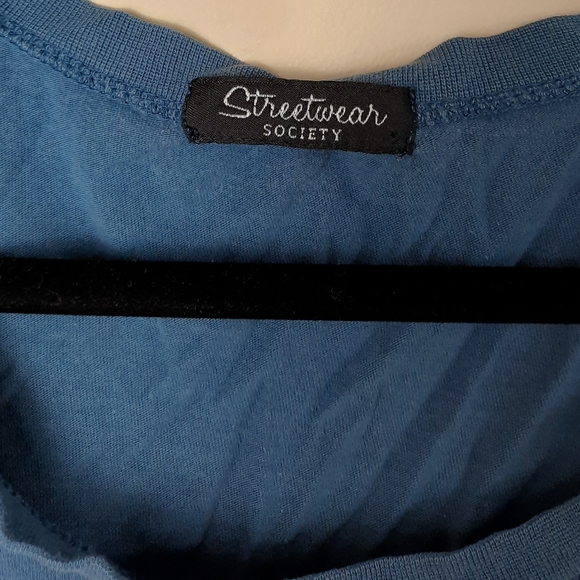 STREETWEAR SOCIETY Blue Scoop Neck Long Sleeve Tee - Picture 2 of 3